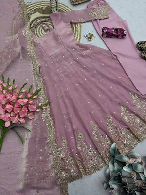 Heavy fendy silk embroidered sequince work wedding kurta set 2