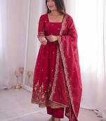 Heavy fendy silk embroidered sequince work wedding kurta set