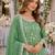 green embroidered chinon silk blend  semi stitched palazzo suit
