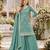 aqua blue embroidered chinon silk blend  semi stitched palazzo suit