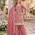 peach embroidered chinon silk blend  semi stitched palazzo suit
