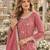 peach embroidered chinon silk blend  semi stitched palazzo suit