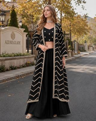 black chinon designer free size stitched indo western 1
