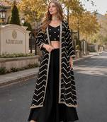 black chinon designer free size stitched indo western