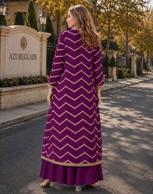 purple chinon designer free size stitched indo western 2