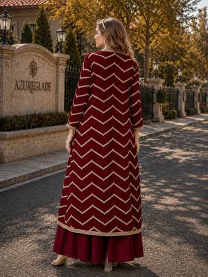 maroon chinon designer free size stitched indo western 2
