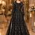 black embroidered net semi stitched anarkali suit