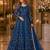blue embroidered net semi stitched anarkali suit
