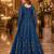 blue embroidered net semi stitched anarkali suit