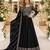 black embroidered art silk blend  semi stitched anarkali suit