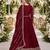 maroon embroidered art silk blend  semi stitched anarkali suit