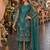 teal embroidered net semi stitched salwar suit