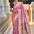 Pink cotton silk saree with colorful floral weaving pallu with blouse