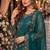 teal embroidered net semi stitched salwar suit