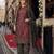maroon embroidered net semi stitched salwar suit