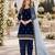 navy blue embroidered velvet semi stitched patiyala suit