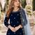 navy blue embroidered velvet semi stitched patiyala suit