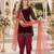 maroon embroidered velvet semi stitched anarkali suit