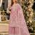 pink embroidered net semi stitched plazzo suit