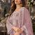 purple embroidered net semi stitched plazzo suit