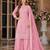 pink embroidered net semi stitched plazzo suit
