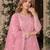 pink embroidered net semi stitched plazzo suit