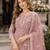 light brown embroidered net semi stitched plazzo suit