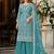teal embroidered net semi stitched plazzo suit