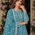teal embroidered net semi stitched plazzo suit