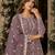 lavender embroidered net semi stitched plazzo suit