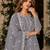 grey embroidered net semi stitched plazzo suit