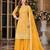 yellow embroidered net semi stitched plazzo suit