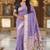 Lavender cotton silk saree with colorful floral weaving pallu with blouse