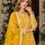yellow embroidered net semi stitched plazzo suit