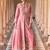 Designer pink silk blend embroidered shrug plazzo suit