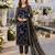 navy blue embroidered net semi stitched salwar suit