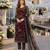 maroon embroidered net semi stitched salwar suit