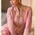 Designer pink silk blend embroidered shrug plazzo suit
