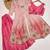 Designer pink silk blend embroidered shrug plazzo suit