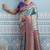 sky blue kanjivaram soft silk blend zari with meenakari weaving saree with blouse
