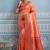 orange kanjivaram soft silk blend zari with meenakari weaving saree with blouse