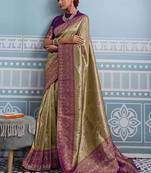 mehendi kanjivaram soft silk blend zari with meenakari weaving saree with blouse
