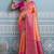 orange kanjivaram soft silk blend zari with meenakari weaving saree with blouse