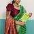 green banarasi silk blend zari woven with jaal saree with blouse