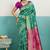 rama green banarasi silk blend zari woven with jaal saree with blouse