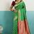 green banarasi silk blend zari woven with jaal saree with blouse
