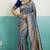 blue banarasi silk blend zari woven with jaal saree with blouse