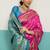 hot pink banarasi silk blend zari woven with jaal saree with blouse