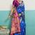 royal blue banarasi silk blend zari woven with jaal saree with blouse
