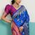 royal blue banarasi silk blend zari woven with jaal saree with blouse